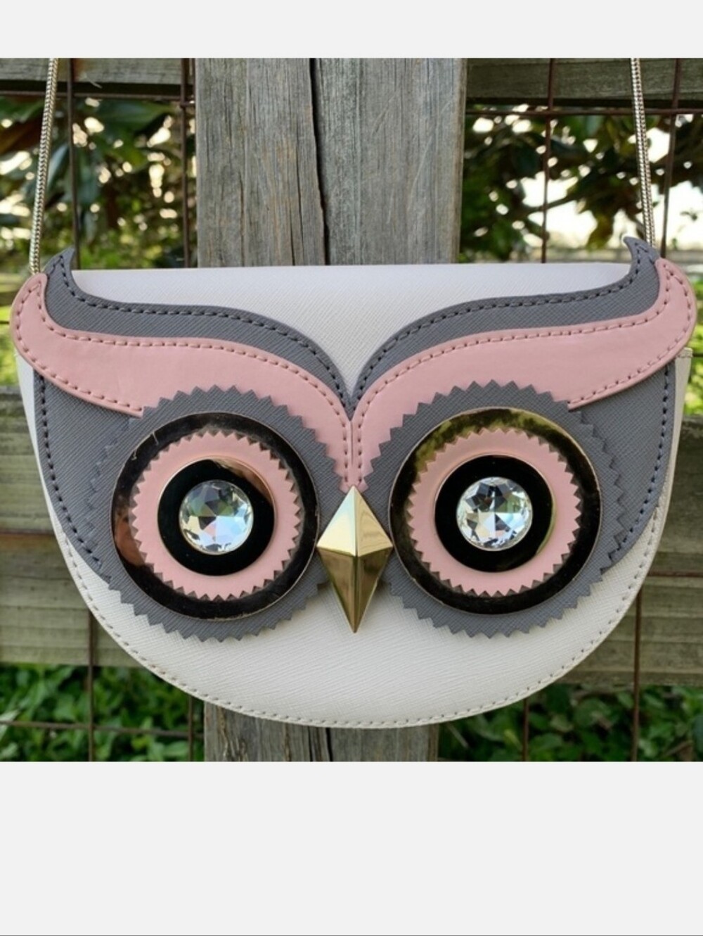Kate Spade Chic Owl Crossbody Bag - Pink, Gray & White